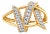 14K Yellow Gold Plated .925 Sterling Silver 1/4 Cttw Diamond Interlocking Bypass Ring (I-J Color, I1 EVS1010 For Sale