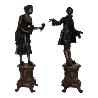 Vintage Bronze Figural Statues (Set of 2) For Sale
