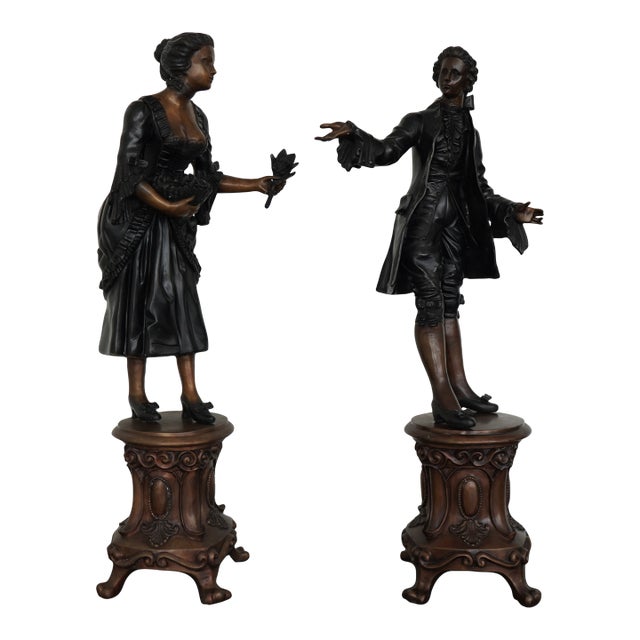 Vintage Bronze Figural Statues (Set of 2) For Sale
