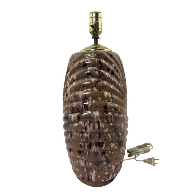 1970s Vintage 80s Shell Table Lamp Coastal Seashell Brass Base 18" For Sale - Image 5 of 9