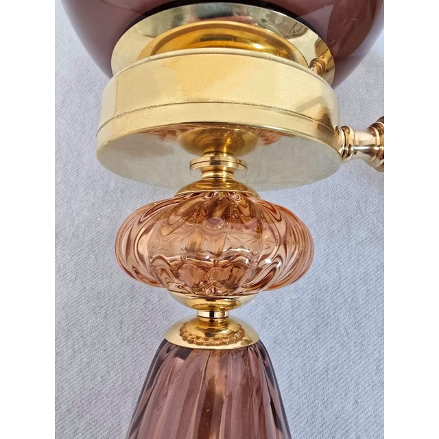 Burgundy 1990s Burgundy Murano Glass Pair of Sconces For Sale - Image 8 of 10