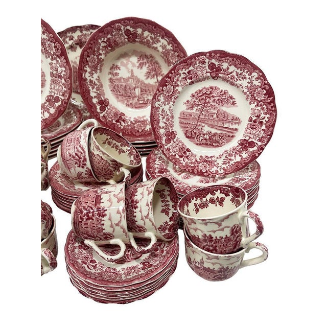 Red Vintage Dinner Set from Royal Worcester, 1950s For Sale - Image 8 of 11