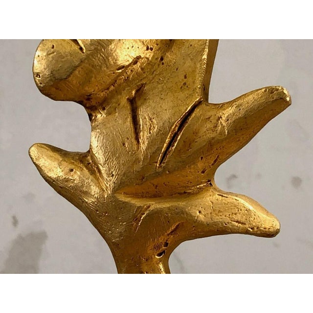 French Sculptural Golden Lamp by Georges Mathias for Fondica, 1980s For Sale - Image 6 of 9
