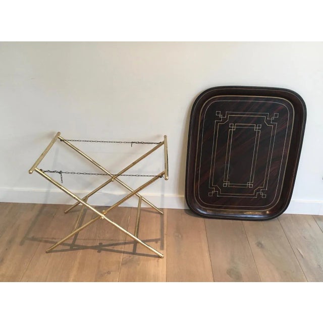 Brass Tray Table in Brass with a Lacquer Tole Top, circa 1950 For Sale - Image 8 of 13