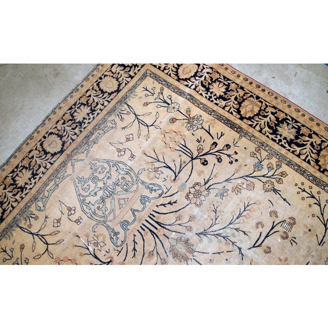 Sky Blue 1880s, Handmade Antique Prayer Indo-Moktasham Rug 4' X 6.2' For Sale - Image 8 of 11