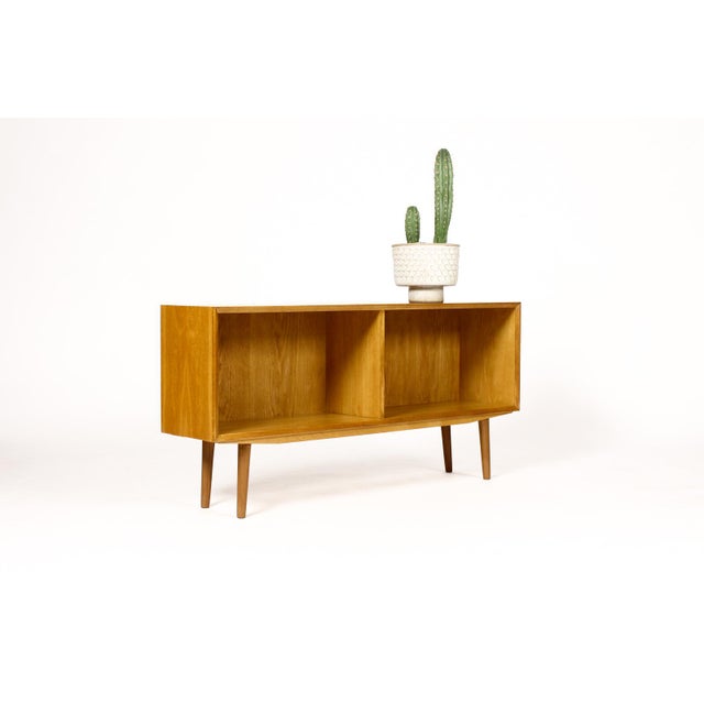 Danish Modern / Mid Century White Oak Low Bookcase / Lp Storage