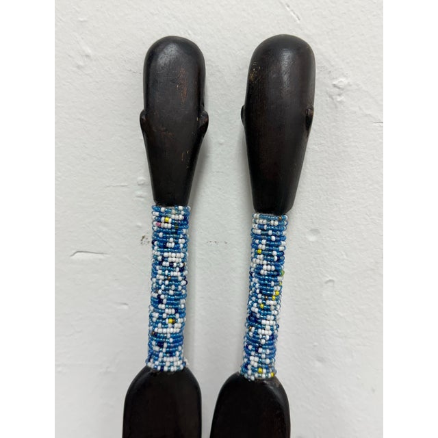 Nyamwezi Beaded Wood Figures, Pair For Sale - Image 4 of 12
