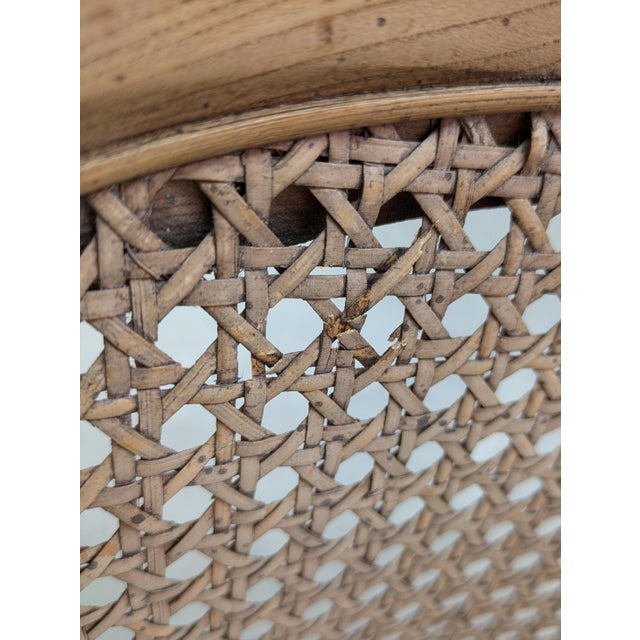 1990s French Country Oak & Cane Back Slipper Chairs - Set of 2 For Sale - Image 9 of 9