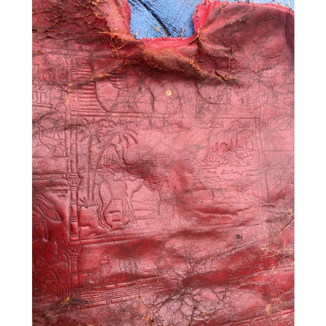 Antique Egyptian Ottoman with Brass Ornamentation and Leather, 1920s For Sale - Image 11 of 18
