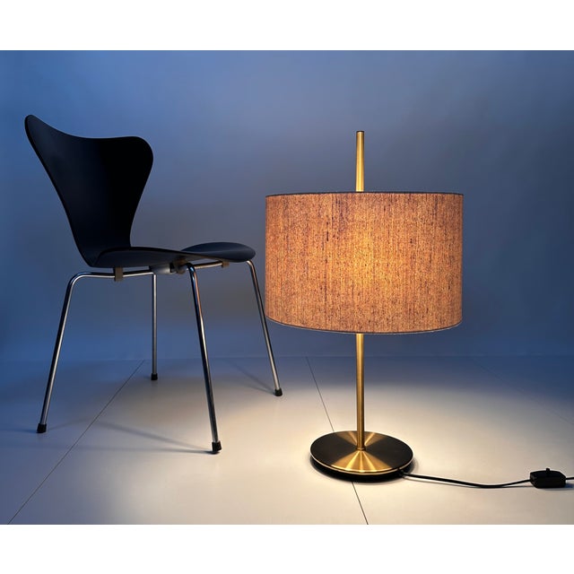 Large Minimalist Table Lamp in Brass and Wild Silk from Staff Leuchten, 1960s For Sale - Image 9 of 18