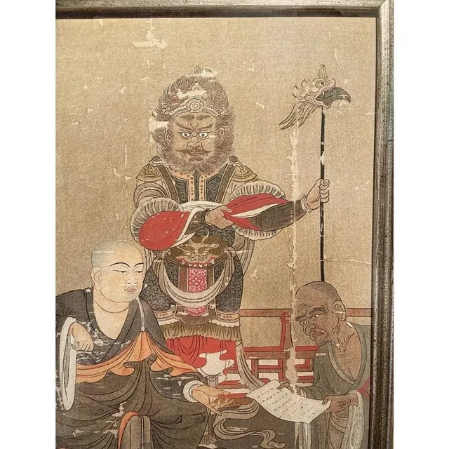 Silver Antique Japanese Buddhist Framed Collotype Prints- a Set of 3 For Sale - Image 8 of 13