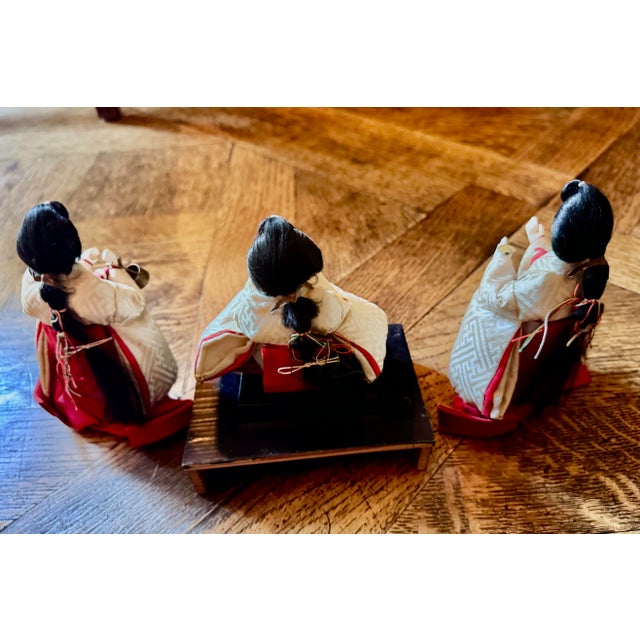 Chinese Japanese Antique Set of 3 Ladies in Waiting Original Handsewn and Handcrafted Dolls For Sale - Image 3 of 9