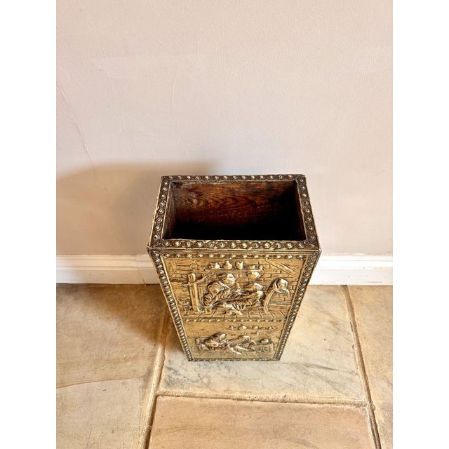 Antique Edwardian Ornate Brass Stick Stand, 1890s For Sale - Image 4 of 7