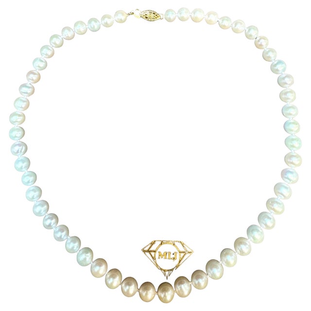 Vintage Cultured Akoya Pearl Necklace Length 18" , 14 Karat Yellow Gold For Sale - Image 17 of 18