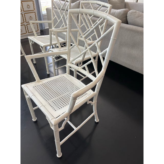 Meadowcraft Meadowcraft Metal Faux Bamboo Chinoiserie Dining Chairs- Set of 4 For Sale - Image 4 of 8