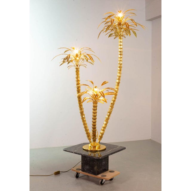 Golden Palm Tree Floor Lamp with 3 Sparkling Branches, Italy, 1970s For Sale - Image 16 of 18