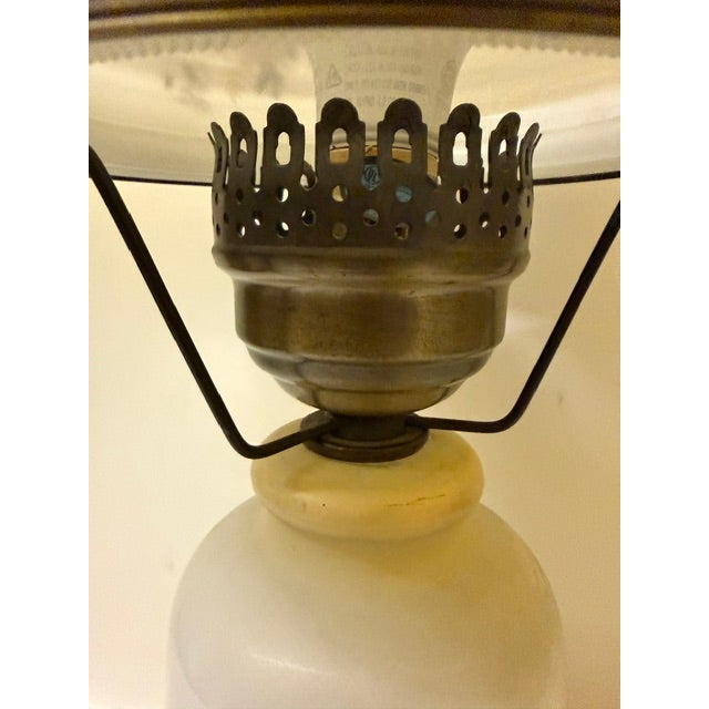 Vintage Victorian "Gone With the Wind" Floral Milk Glass Hurricane Parlor Lamp For Sale In Boston - Image 6 of 16