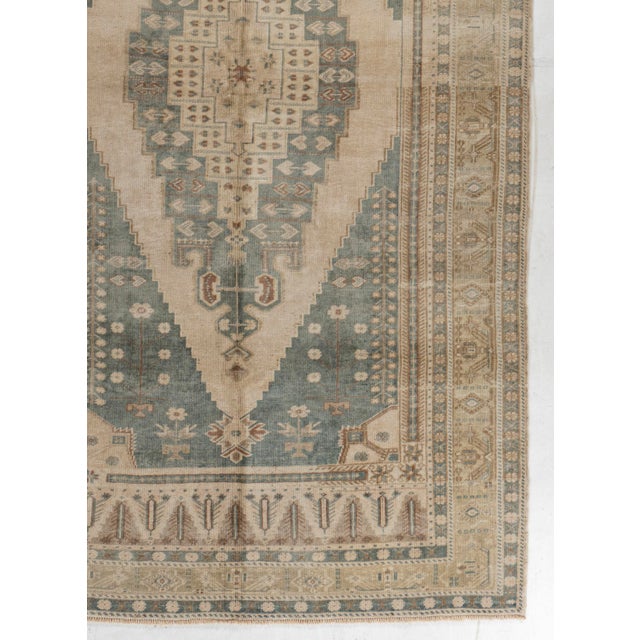 Vintage Circa 1940 Beige Turkish Oushak Hand Knotted Wool Rug 5ft 7in X 10ft 2in For Sale - Image 14 of 15