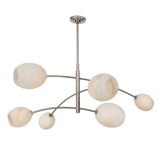 Glass Regina Andrew Artemis Mobile Chandelier, Polished Nickel with Alabaster Glass For Sale - Image 7 of 7