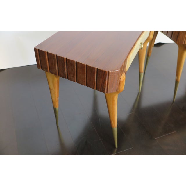 Mid Century Side Tables With Parchment Drawers - Set of 2 For Sale In Los Angeles - Image 6 of 9