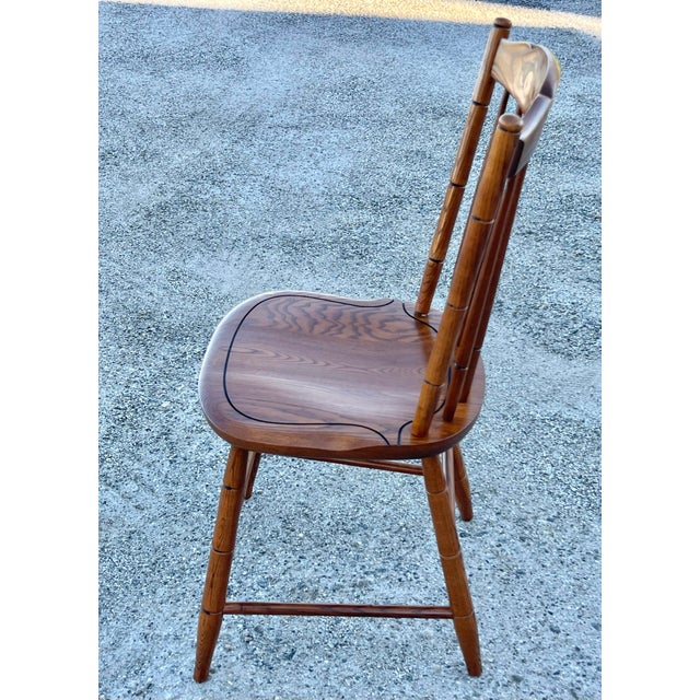 Wood L. Hitchcock Oak Stonington Harvest Paint Decorated Side Chairs - Set of 4 For Sale - Image 7 of 12