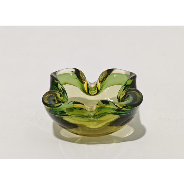 Ashtray in Green and Yellow Submerged Murano Glass by Flavio Poli, 1960s For Sale - Image 7 of 10
