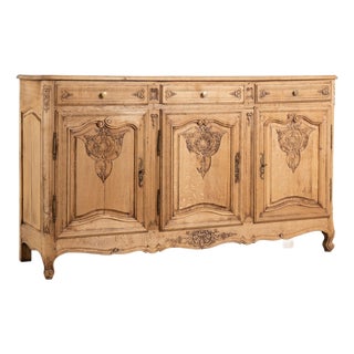 19th Century Large French Carved Bleached Oak Sideboard Buffet For Sale