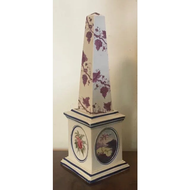 Ceramic Antique Early 19th Century English Porcelain Obelisk Decorated with Vine and Bouquets by Chetham and Woolley For Sale - Image 7 of 13