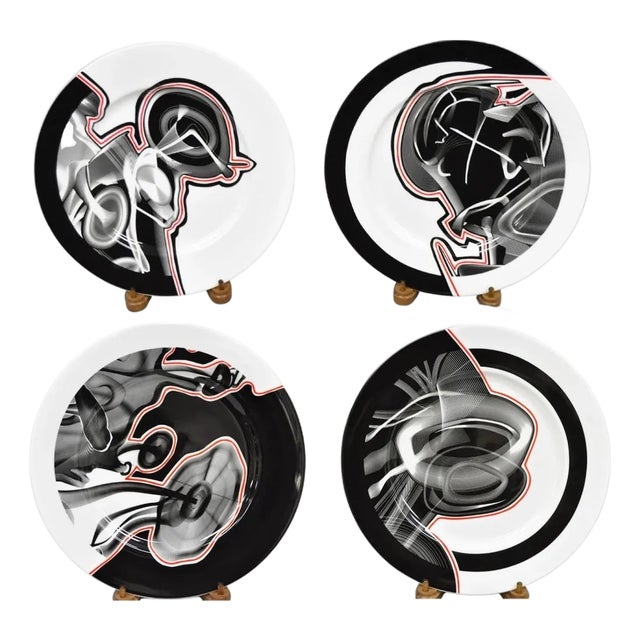 Early 20th Century Frank Stella David Mirvish Designs Vortex Engravings 1-4 Black Plate - Set of 4 For Sale