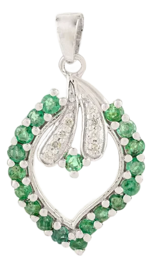 Leaf-Inspired Elegant Genuine Emerald 925 Silver Pendant Gift for Her by Carat&her
