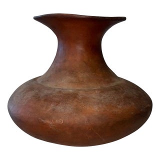 Antique Peruvian Globular Terracotta Vessel with Flared Rim For Sale
