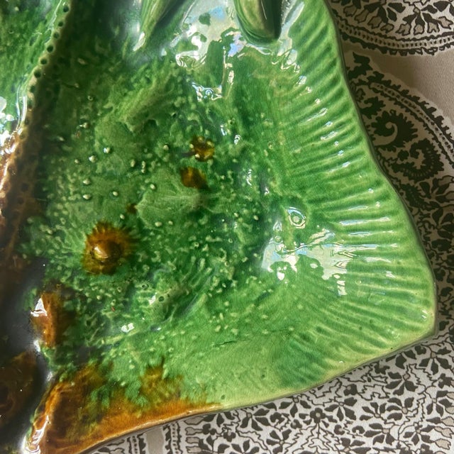 Vintage French Majolica Manta Ray Dish Platter, 1960 For Sale - Image 6 of 10