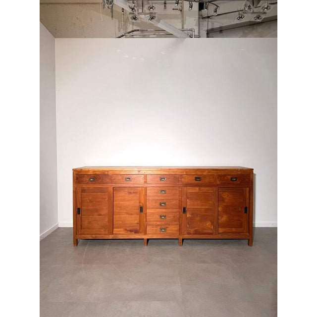 Brown Large Teak Sideboard with Sliding Doors and Drawers For Sale - Image 8 of 9