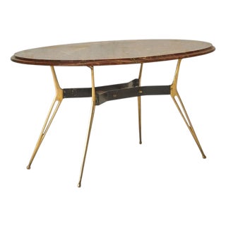 Italian Oval Onyx Coffee Table with Brass Base, 1950s For Sale