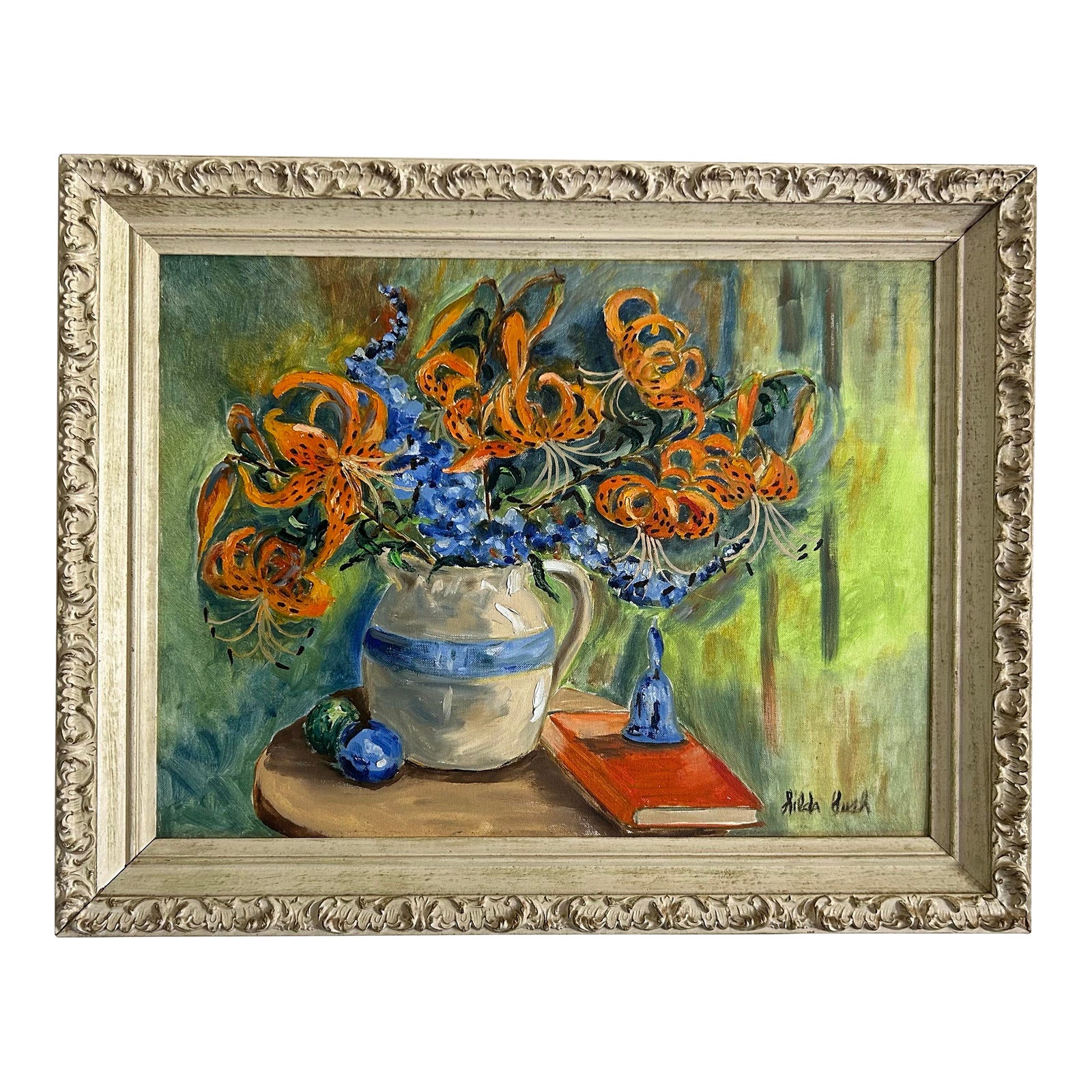 Vintage Framed Impressionist Oil Painting of Still Life With Tiger ...