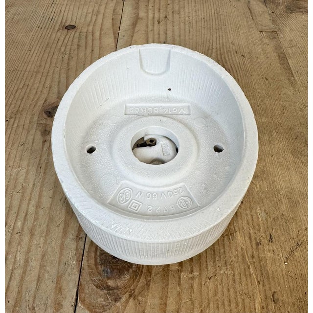 Glass Vintage White Porcelain Wall Light, 1970s For Sale - Image 7 of 12