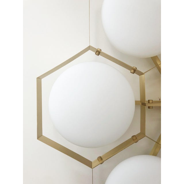 White 21st Century Hive Satin Brass Matte White Murano Flush Mount by Fabio LTD For Sale - Image 8 of 9