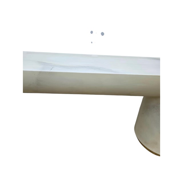 1970s Vintage Postmodern Faux Goatskin Console Table Karl Springer Style Lacquered For Sale - Image 5 of 18