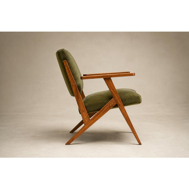 1950s Brazilian Modern Armchair by José Zanine Caldas in Pau Marfim & Dedar Velvet, 1950s For Sale - Image 5 of 18