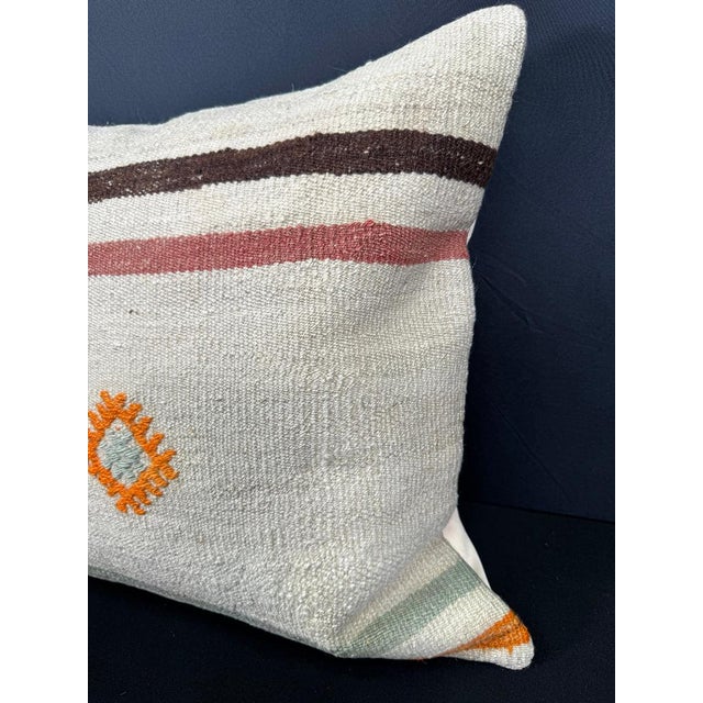 Contemporary Turkish Hemp Pillow Cushion Natural Beige Orange Cushion Cover 20"x20" For Sale - Image 3 of 4