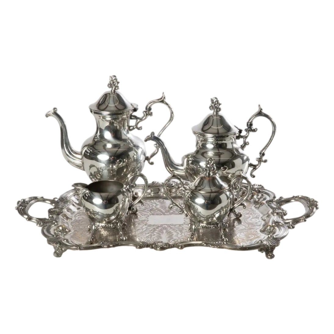 Early 20th Century Silver on Copper Tea Set - Set of 5