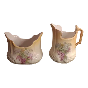 Antique Circa 1920 Porcelain Victorian Open Sugar & Creamer Set- 2 Pieces