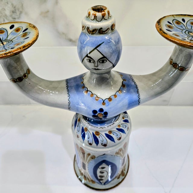 Mexican 1970s Mid-Century Ken Edwards Tonalá Stoneware Figural Woman Candelabra For Sale - Image 3 of 10