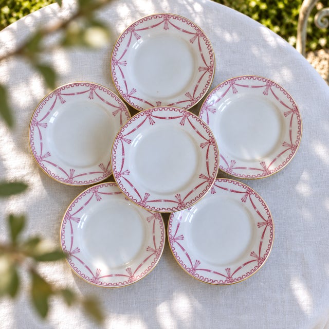 Magnificent and rare set of six antique porcelain plates dating from 1890, stamped by the carl tielsch & co. Factory in...