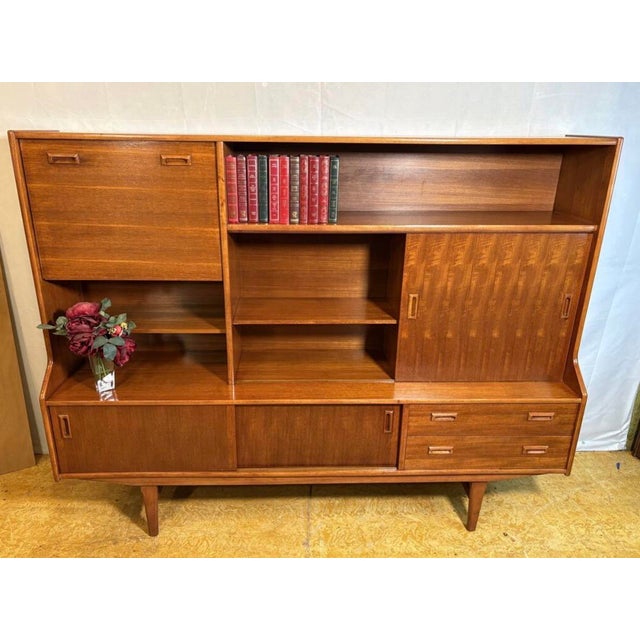 Mid-Century Modern Mid-Century Modern Danish Style Teak Highboard attributed to Elliotts of Newbury, 1960s For Sale - Image 3 of 13