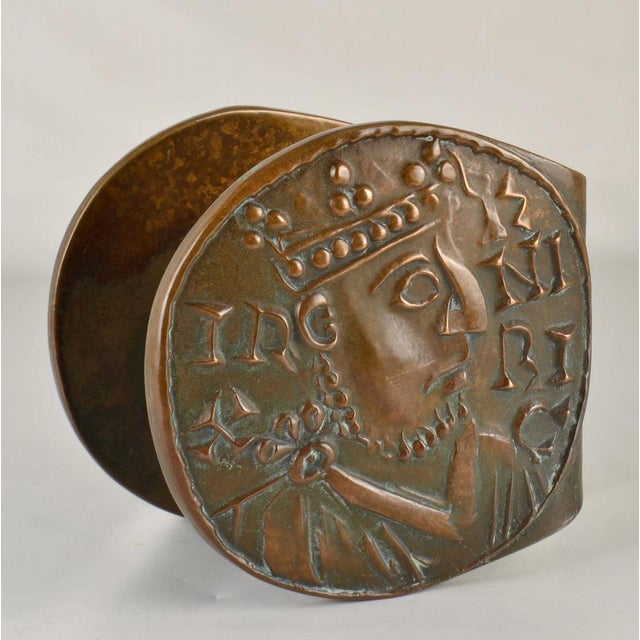 Gold Crowned King Bronze Push Pull Door Handles for Double Doors, 1970s, Set of 2 For Sale - Image 8 of 14