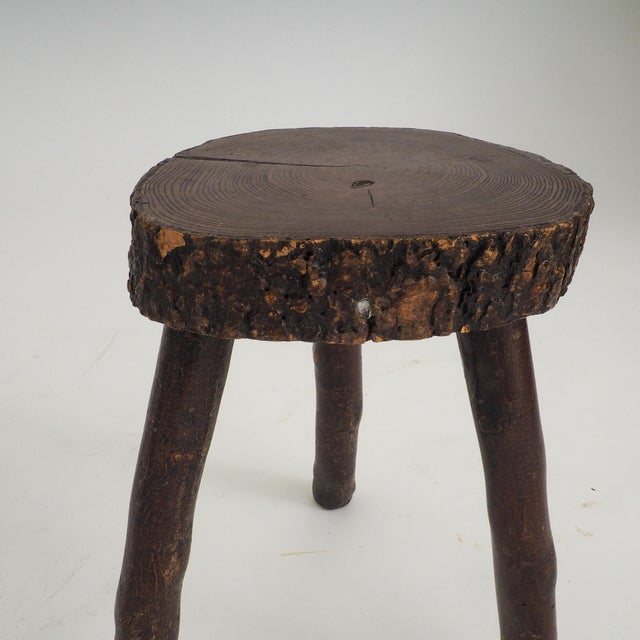 1960s Rustic Hand-Crafted Wooden Stool, 1960s For Sale - Image 5 of 14