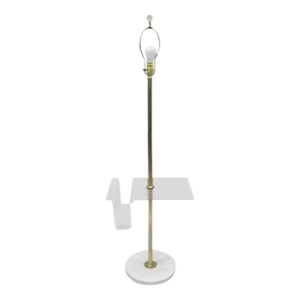Vintage Mid-Century Modern Brass Lucite Marble Floor Lamp With Magazine Table Rack