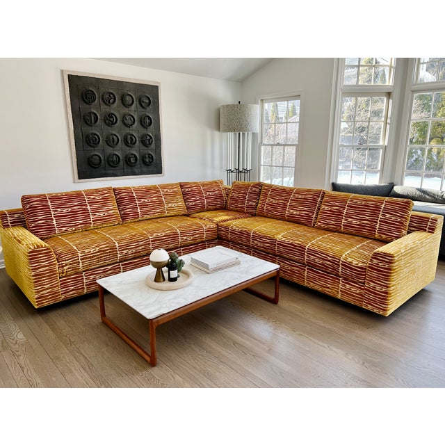 One of the most special pieces we've had, a striking vintage Holly Hunt sectional swathed in Rubelli's extraordinary...