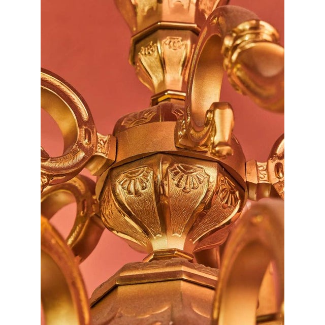 Gold Large Louis XIII 15-Light Chandelier from Maison Lucien Gau For Sale - Image 8 of 10